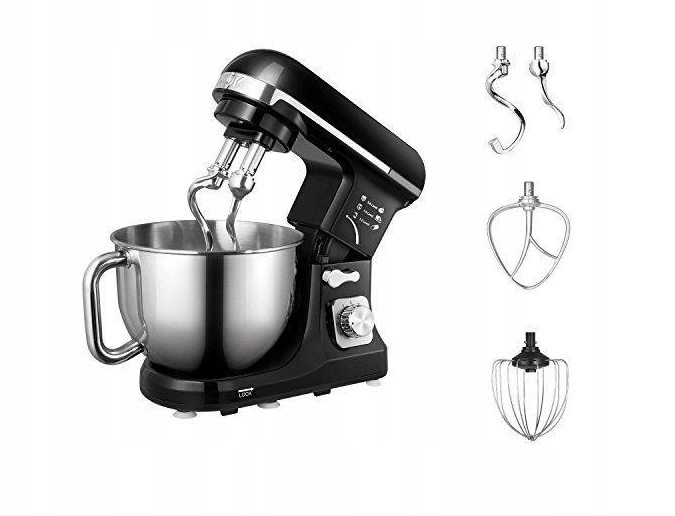 AICOK 5.5qt Professional Stand Mixer with 6 Speeds TiltHead Black and