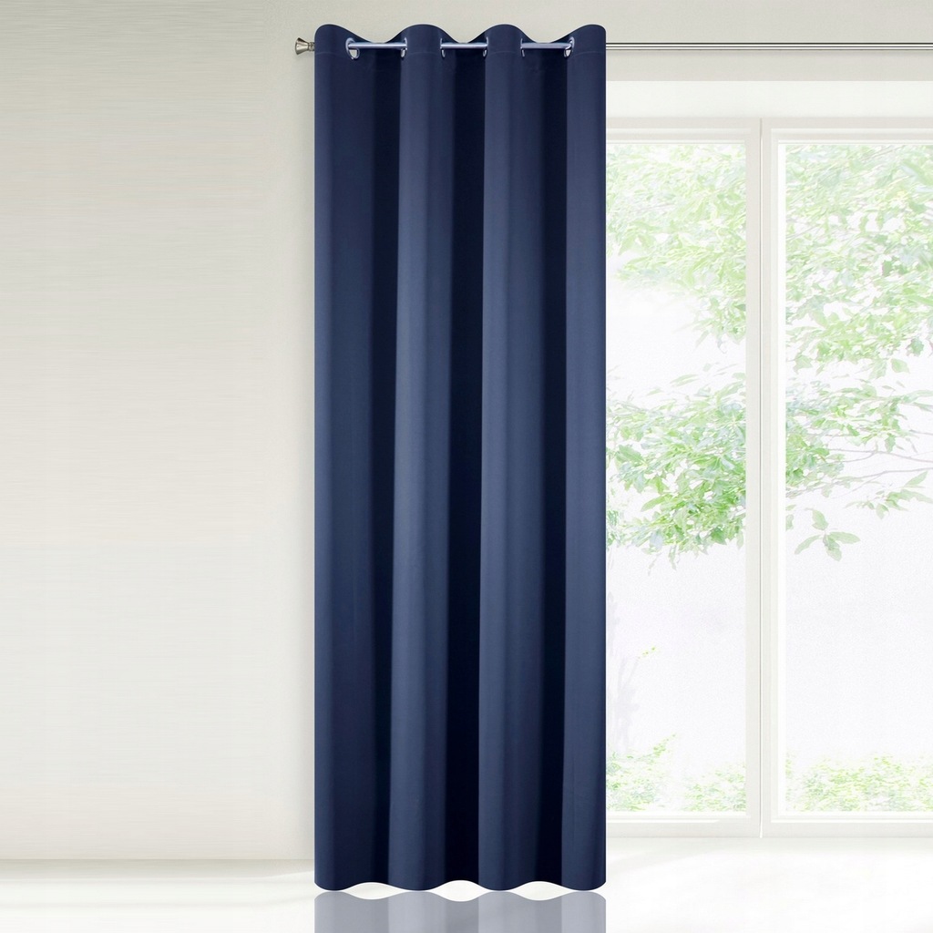 Granatowe ZASŁONY DO SYPIALNI na przelotkach 8464102934 oficjalne