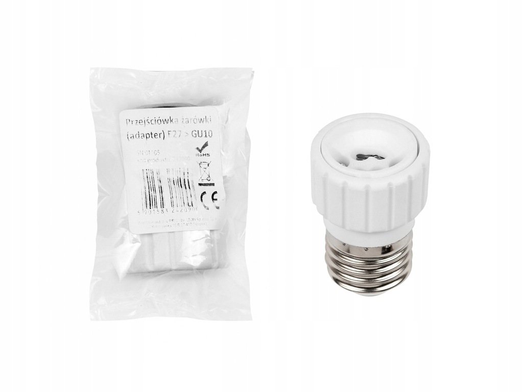 PRZEJŚCIÓWKA ADAPTER ŻARÓWKI GWINT Z E27 NA GU10 11833657017