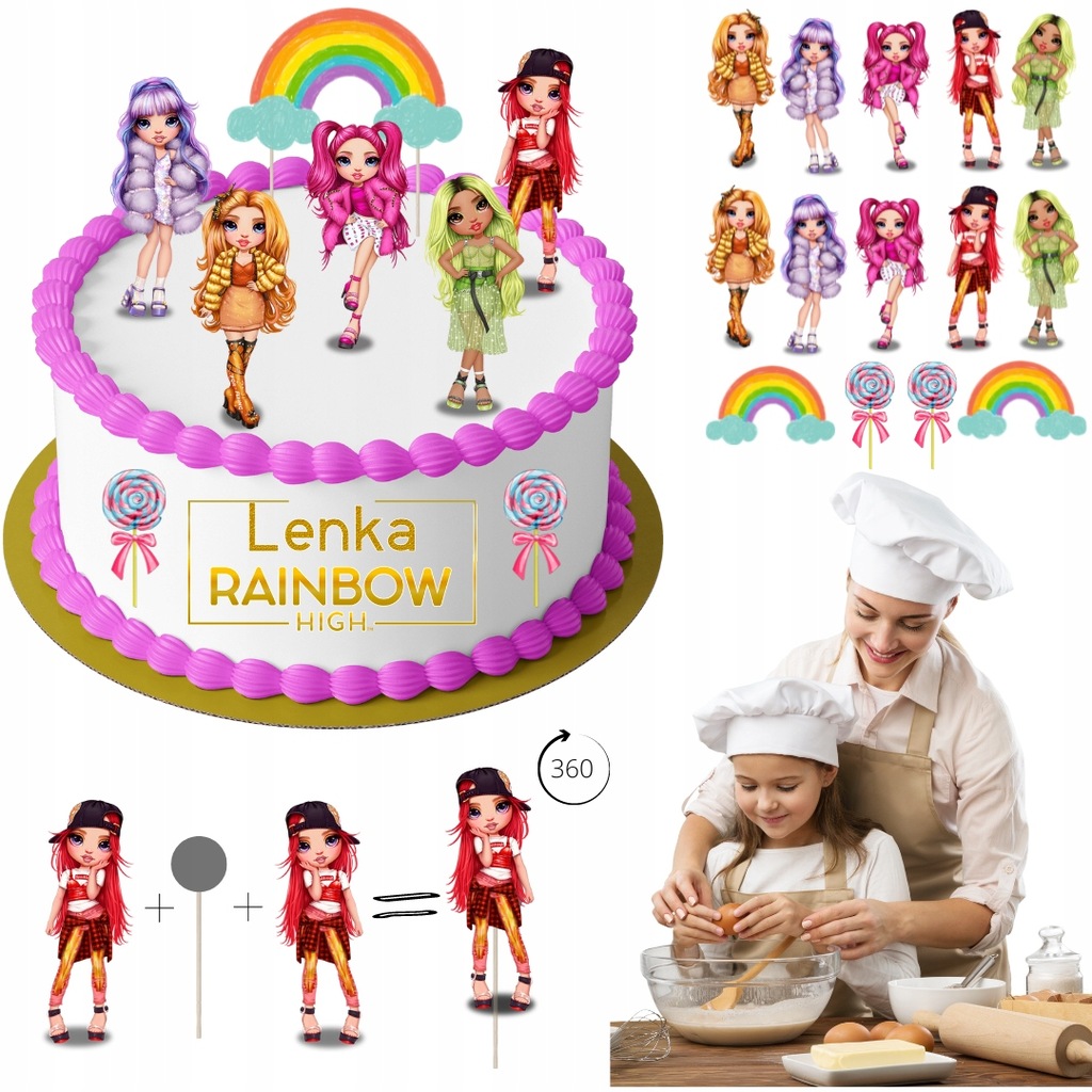 OPŁATEK NA TORT 20CM RAINBOW HIGH Z NAPISEM GRATIS 12999279063