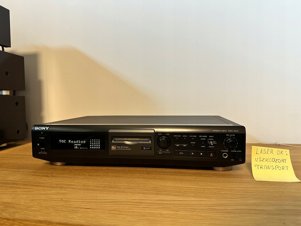 SONY MDSJE510 ODTWARZACZ MINIDISC LASER OK USZKODZONY TRANSPORT OD 1ZŁ
