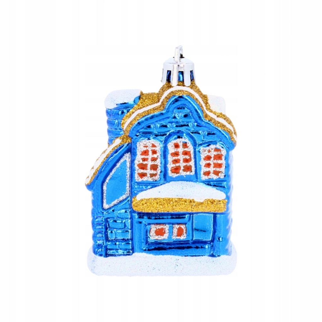 BOMBKI CHOINKOWE DOMEK ŚWIĄTECZNY NIEBIES 7cm3szt 12808221569