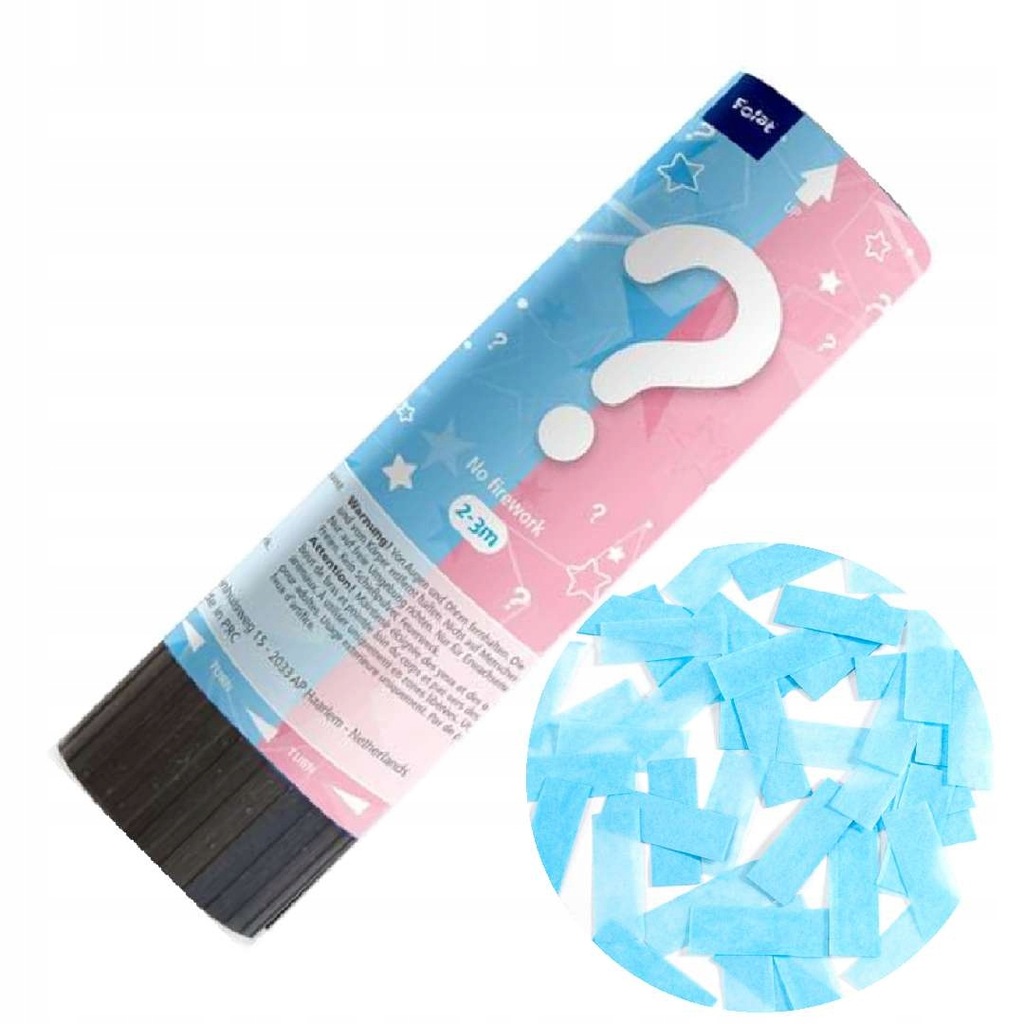 tuba KONFETTI niebieskie GENDER REVEAL chłopiec 11012263275