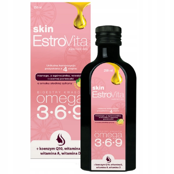 EstroVita SKIN OMEGA 3 6 9 smak SŁODKA CYTRYNA 250 12673727174 oficjalne archiwum Allegro