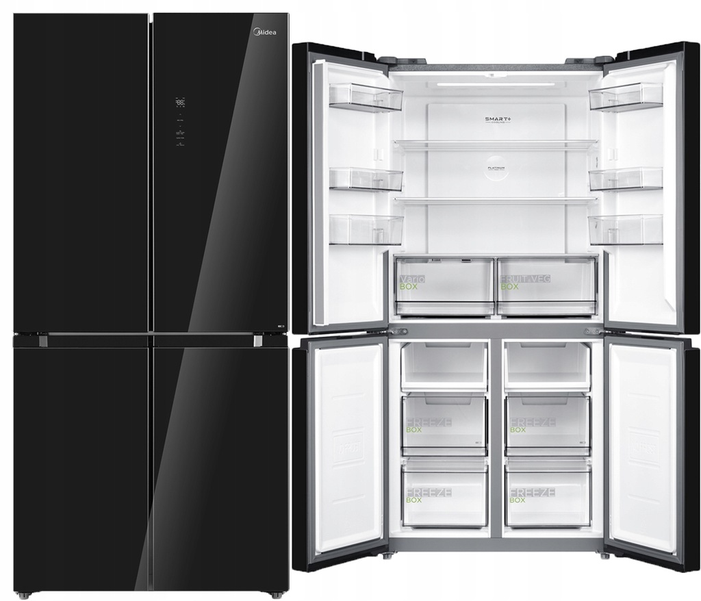 LODÓWKA SIDE BY SIDE CHŁODZIARKA DUŻA CZARNE SZKŁO 11282092573