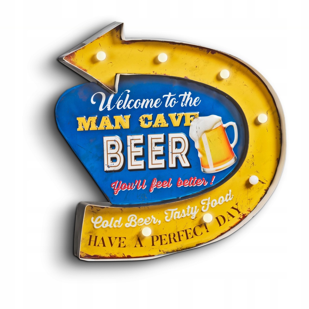 Podświetlany Szyld 3D, Man Cave Beer USA Hit 11299227812 oficjalne