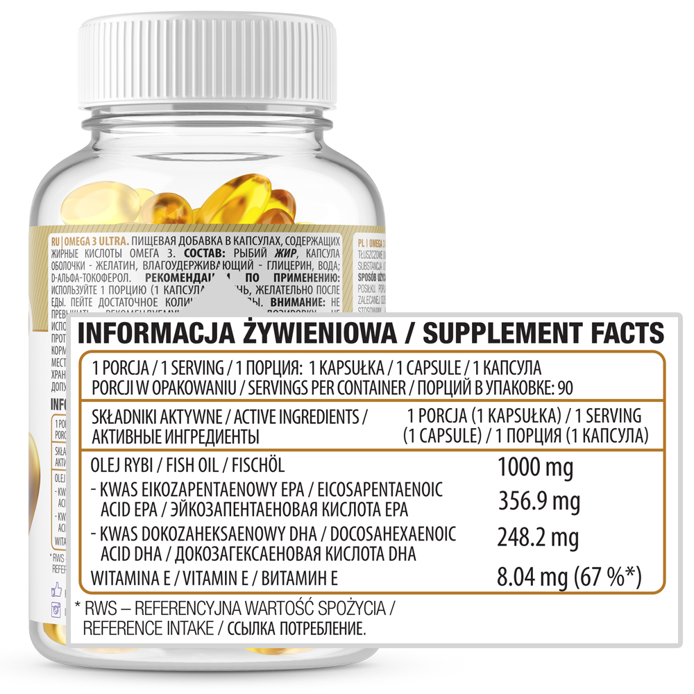 OstroVit OMEGA 3 ULTRA 90 caps KWASY DHA EPA ALA 7400169885