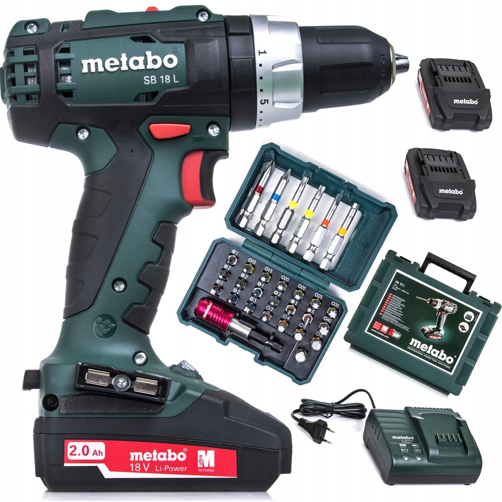 WIERTARKO WKRĘTARKA METABO 18V UDAR 2xAKU BITY 29