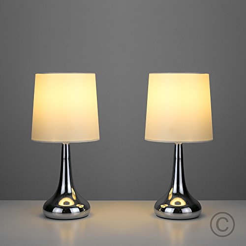 LAMPKI NOCNE MINISUN DOTYKOWE E14 CHROM BIAŁE 2SZT