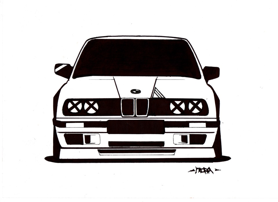 Тату бмв е34 эскиз