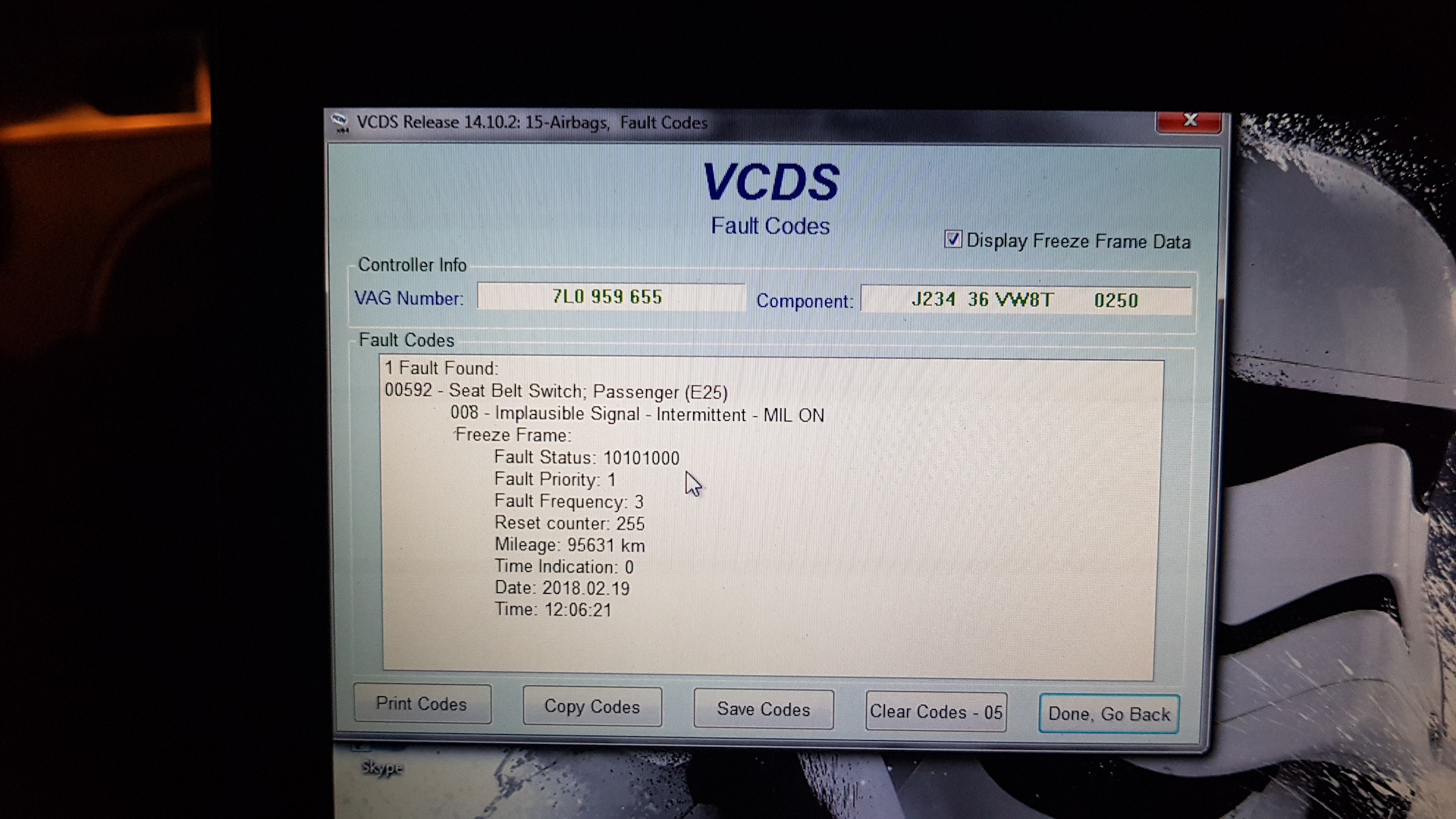Vag fault code 00956