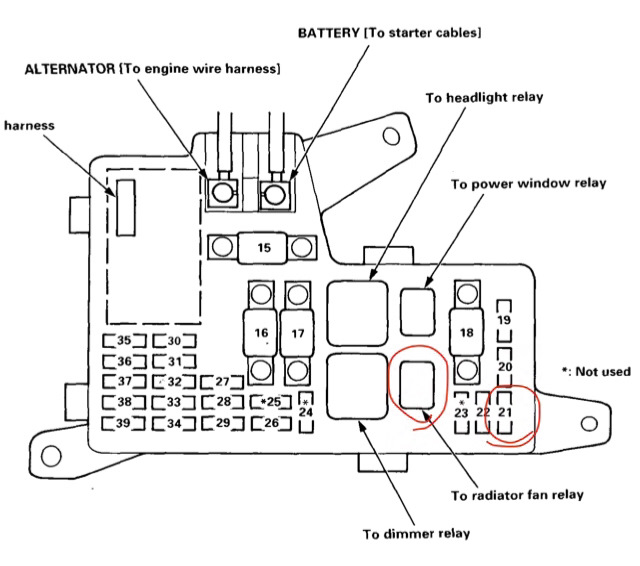 Работа вентиляторов радиатора — Honda Accord (5G), 2,2 л, 1996 года