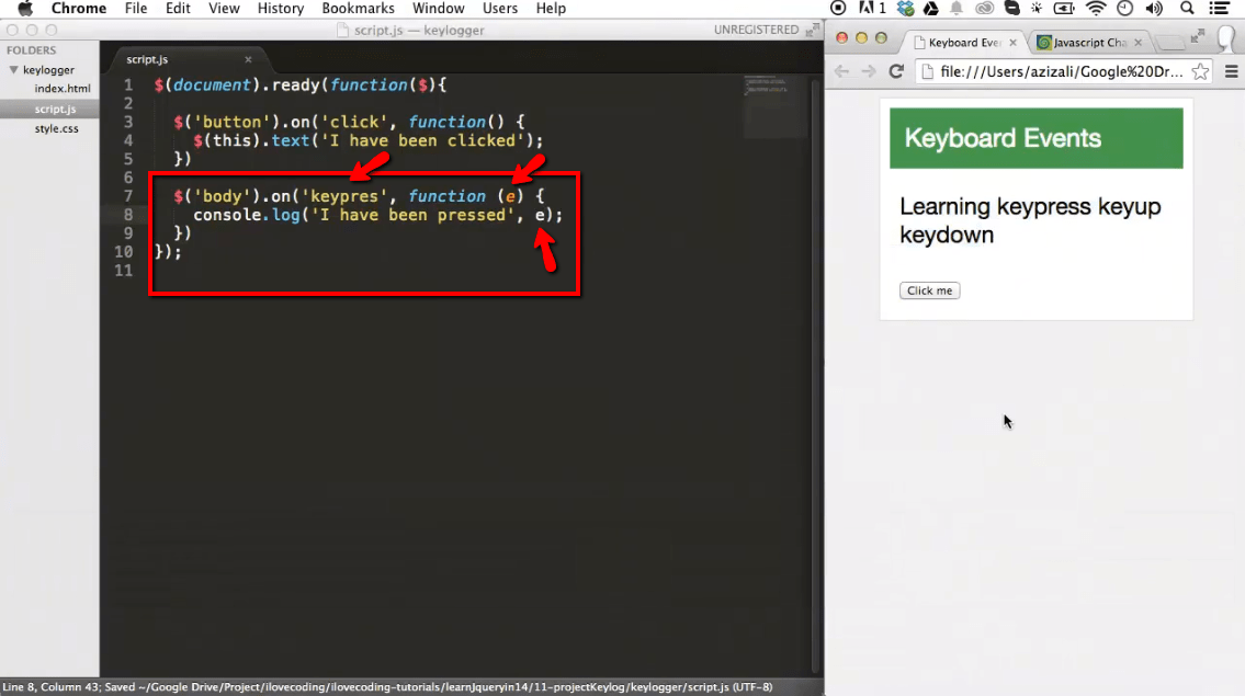 Keyboard Event with jQuery iLoveCoding