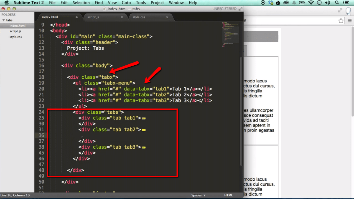 Project Create Tabs functionality with jQuery iLoveCoding
