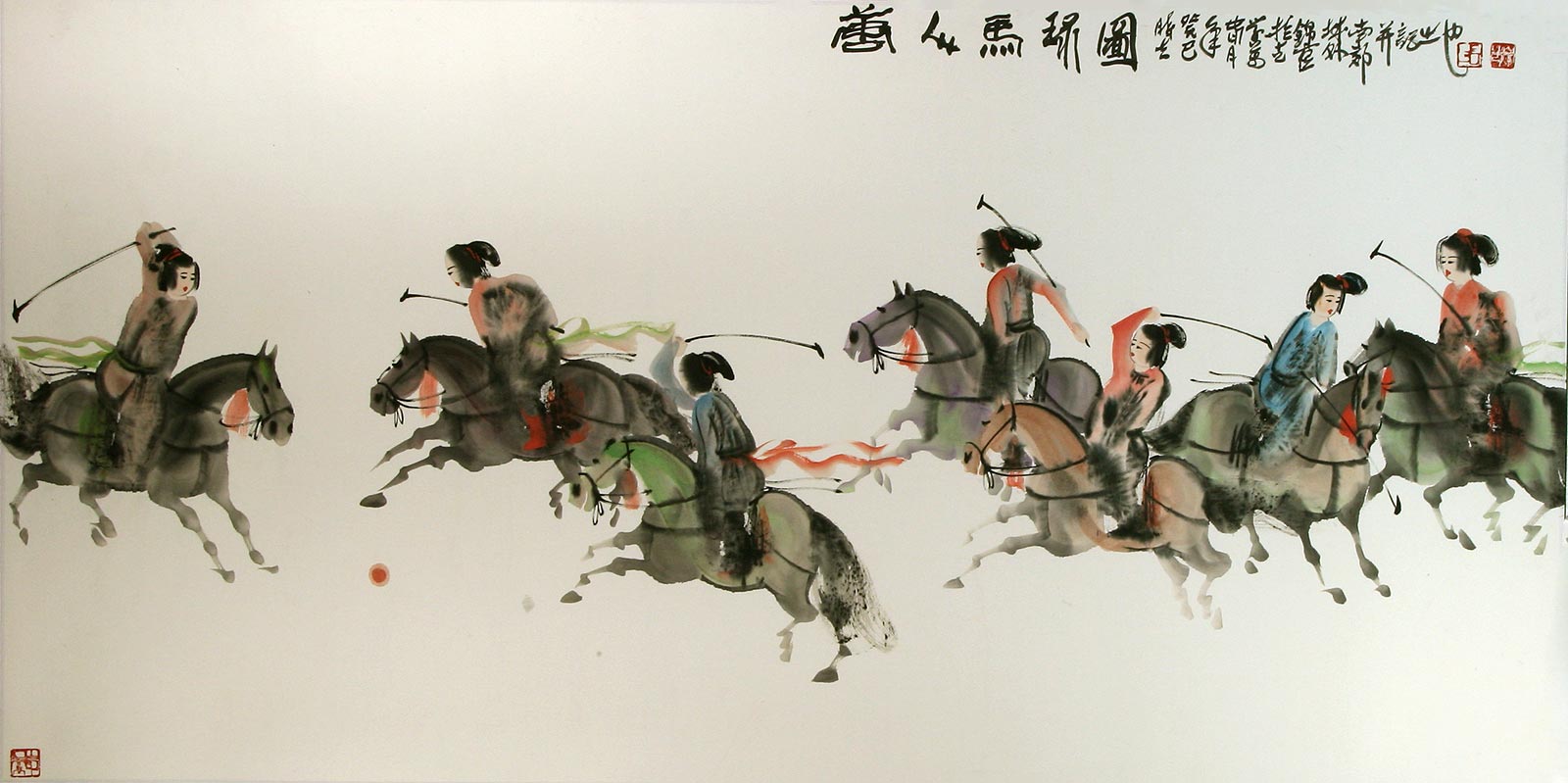 Tang Dynasty Horseback Polo Large Painting