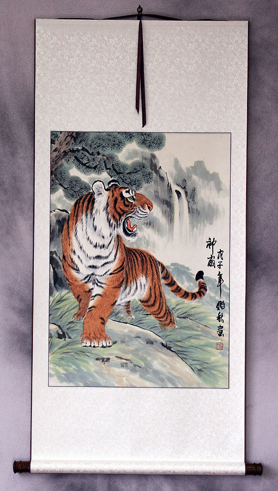 Chinese Tiger Wall Scroll Asian Art