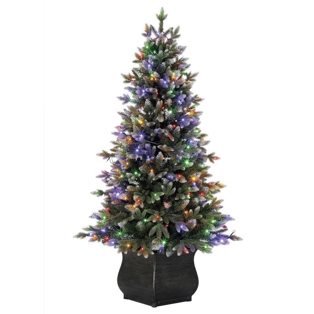 4.5' PreLit Micro LED Artificial Potted CHRISTMAS TREE Frosted Tips