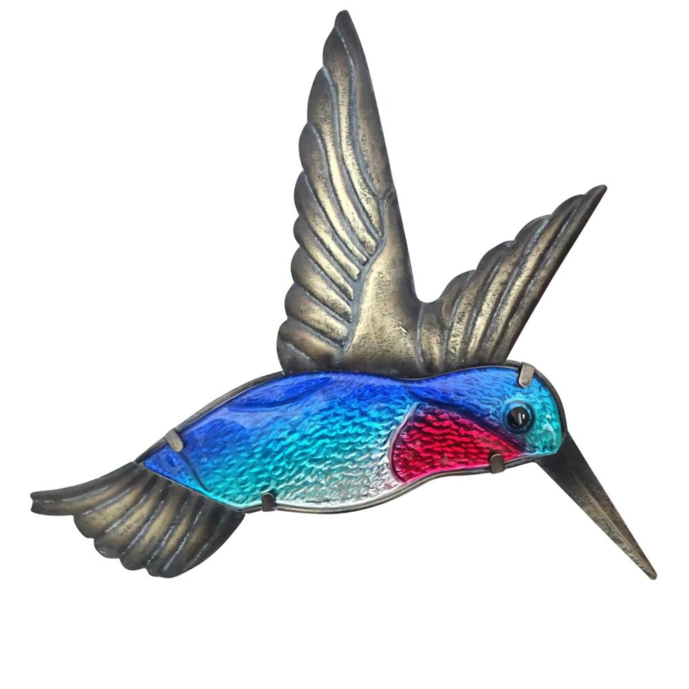 Blue Hummingbird Glass Wall Art Garden Decor Polhill Garden Centre
