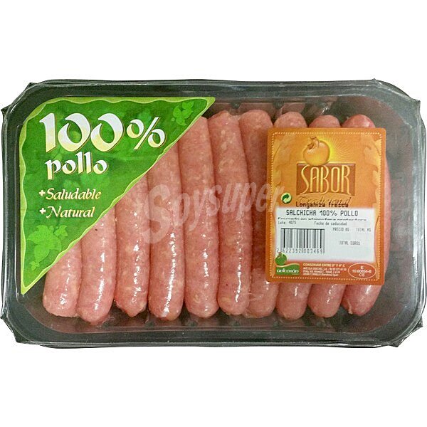 SABOR Salchichas de pollo 1012 unidades bandeja 400 g peso aproximado