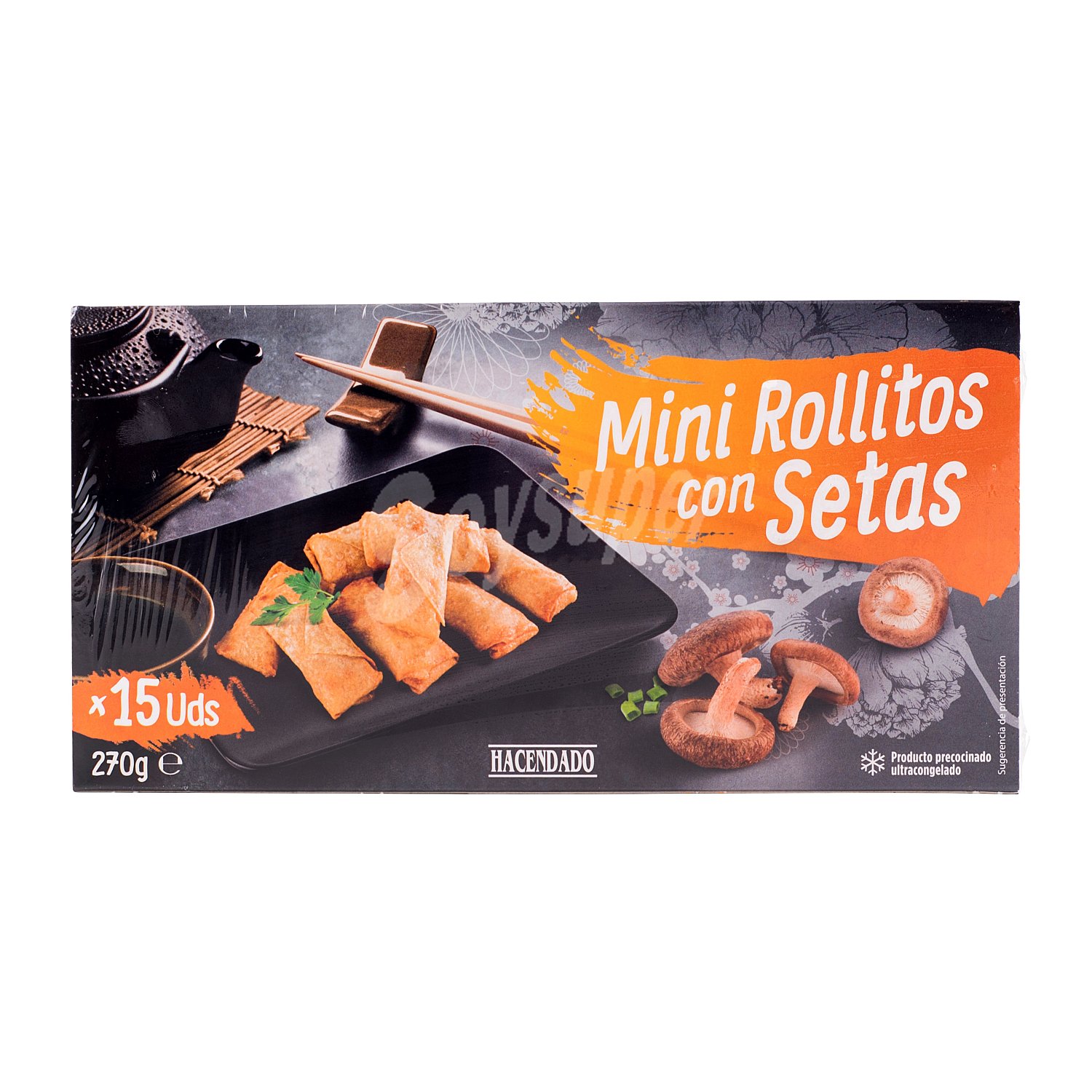 Hacendado Rollito primavera mini con setas congelado Paquete 270 g (15 u)