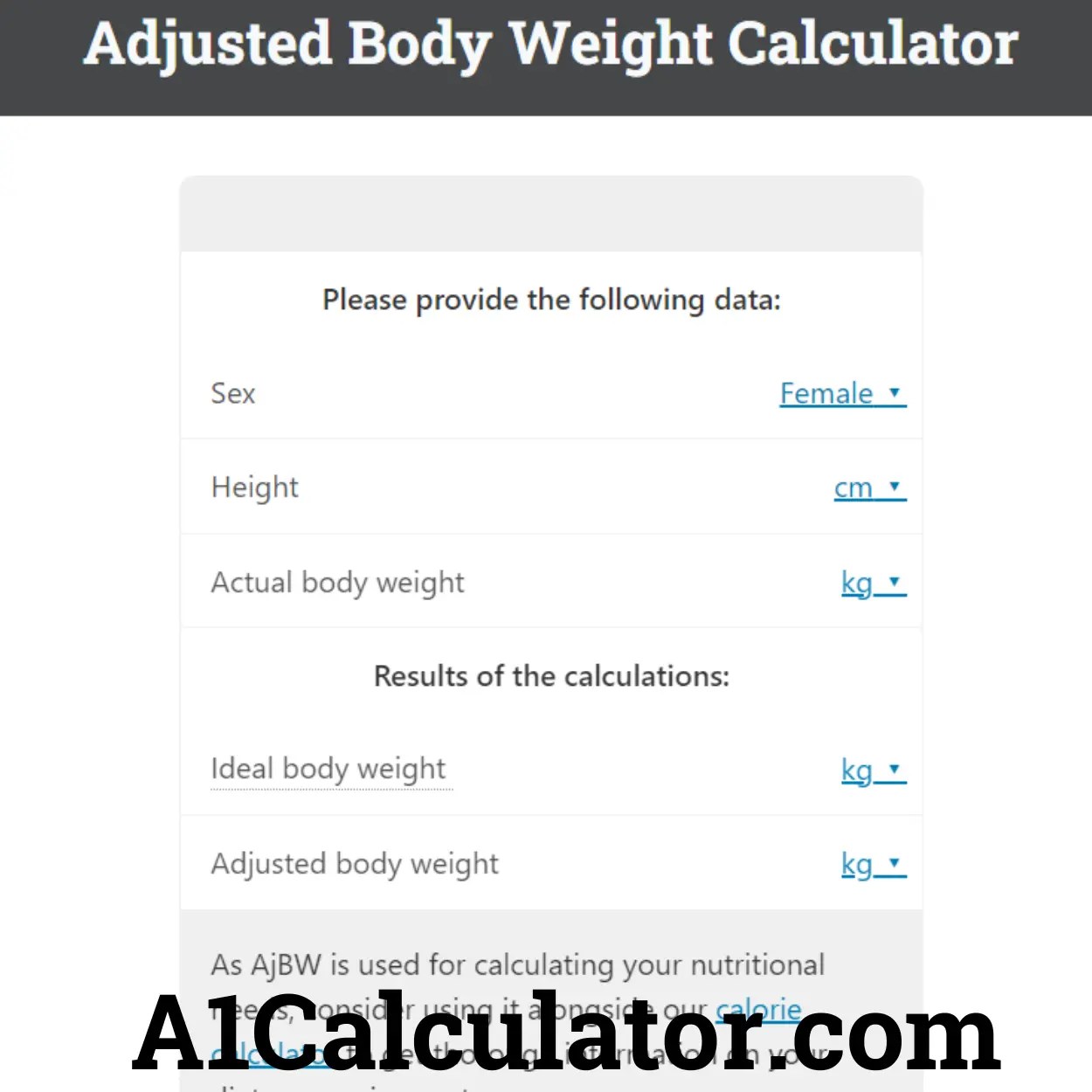 Adjusted Body Weight Calculator Free A1Calculator