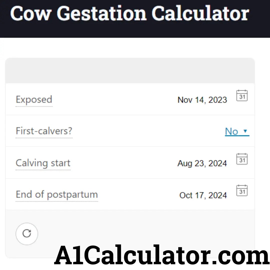 Cow Gestation Calculator Free A1Calculator