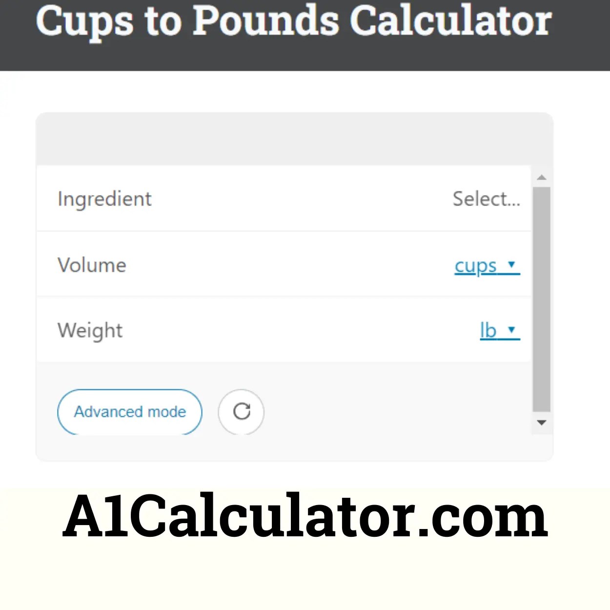 Cups To Pounds Calculator Free Online A1Calculator