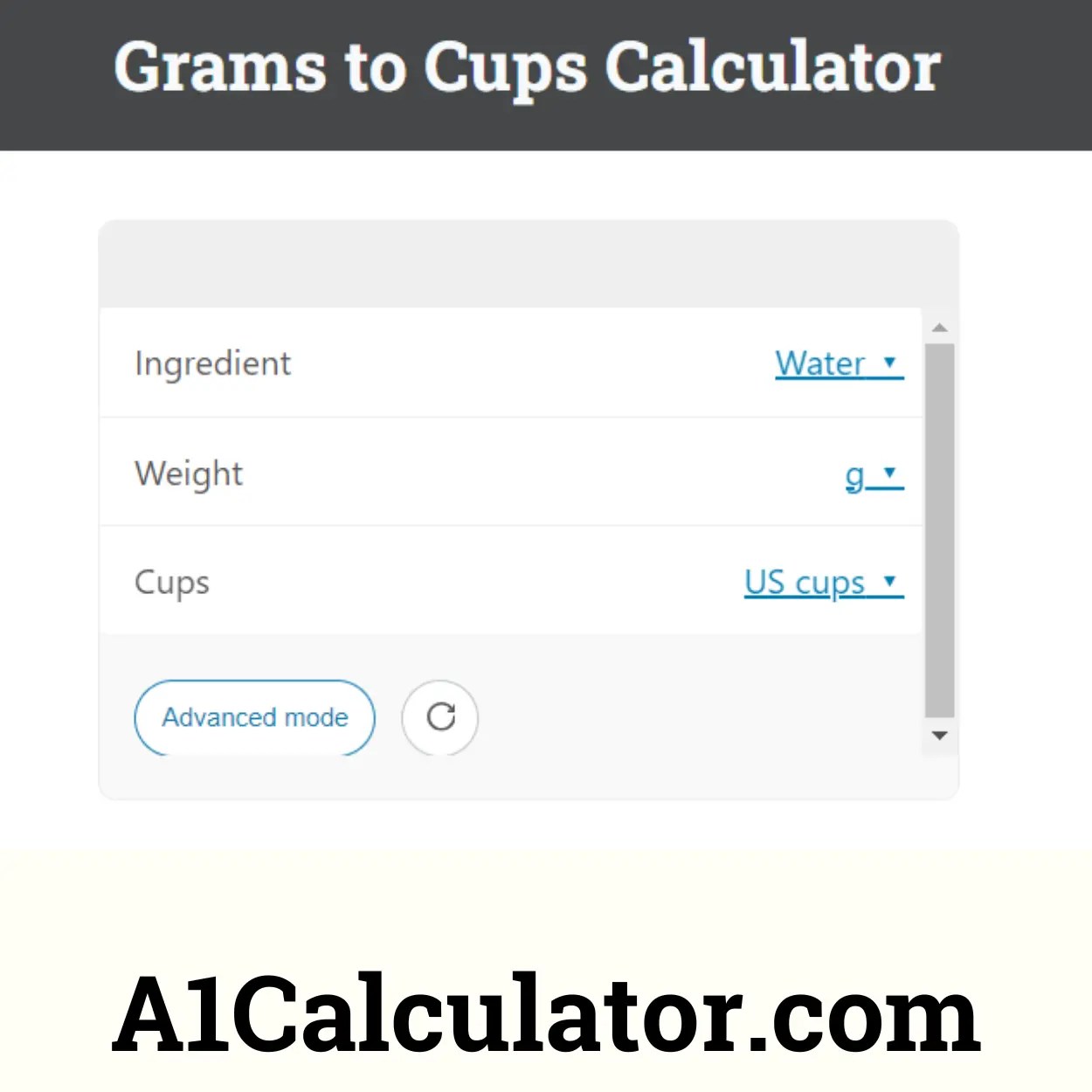Grams To Cups Calculator Free Online A1Calculator