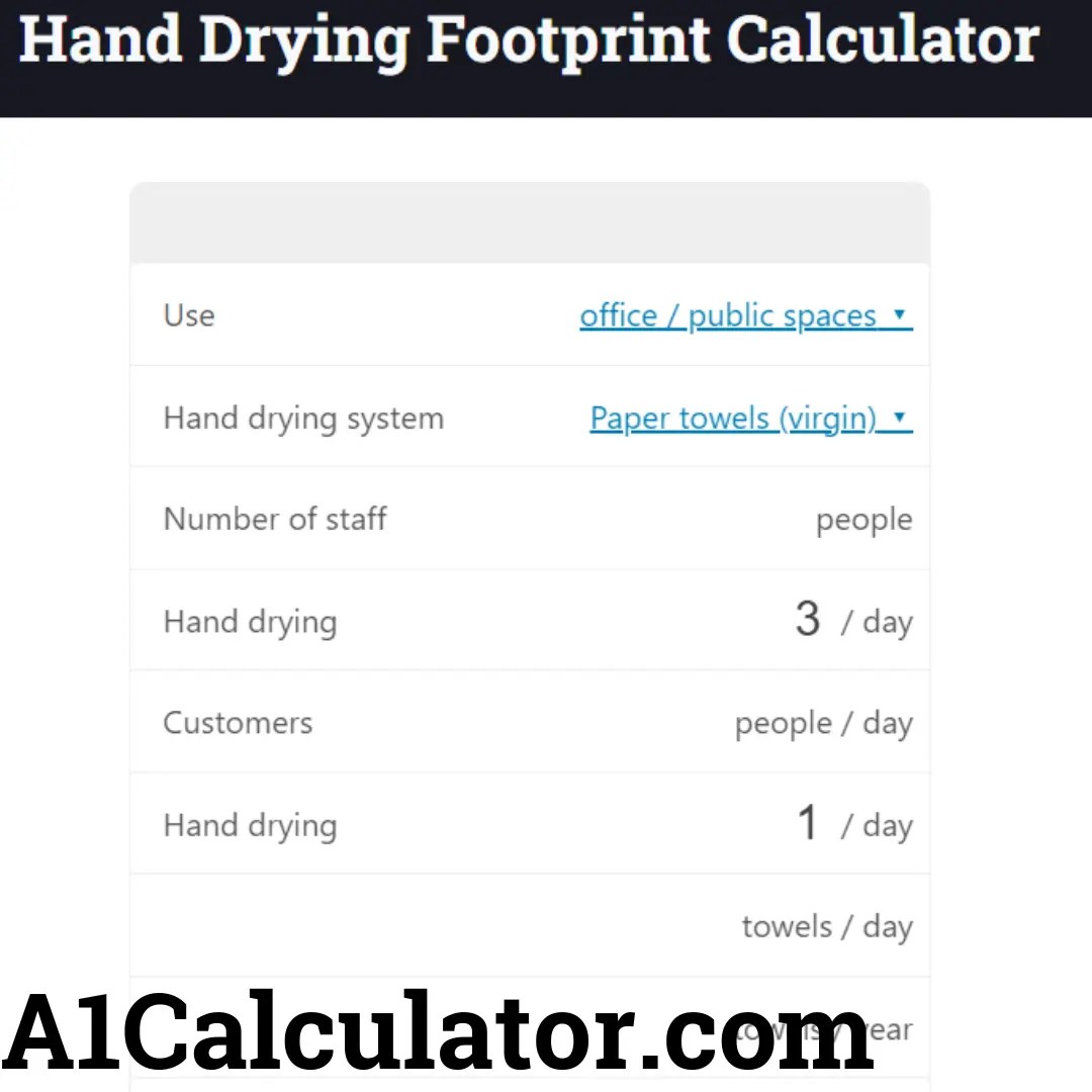 Hand Drying Footprint Calculator Free A1Calculator