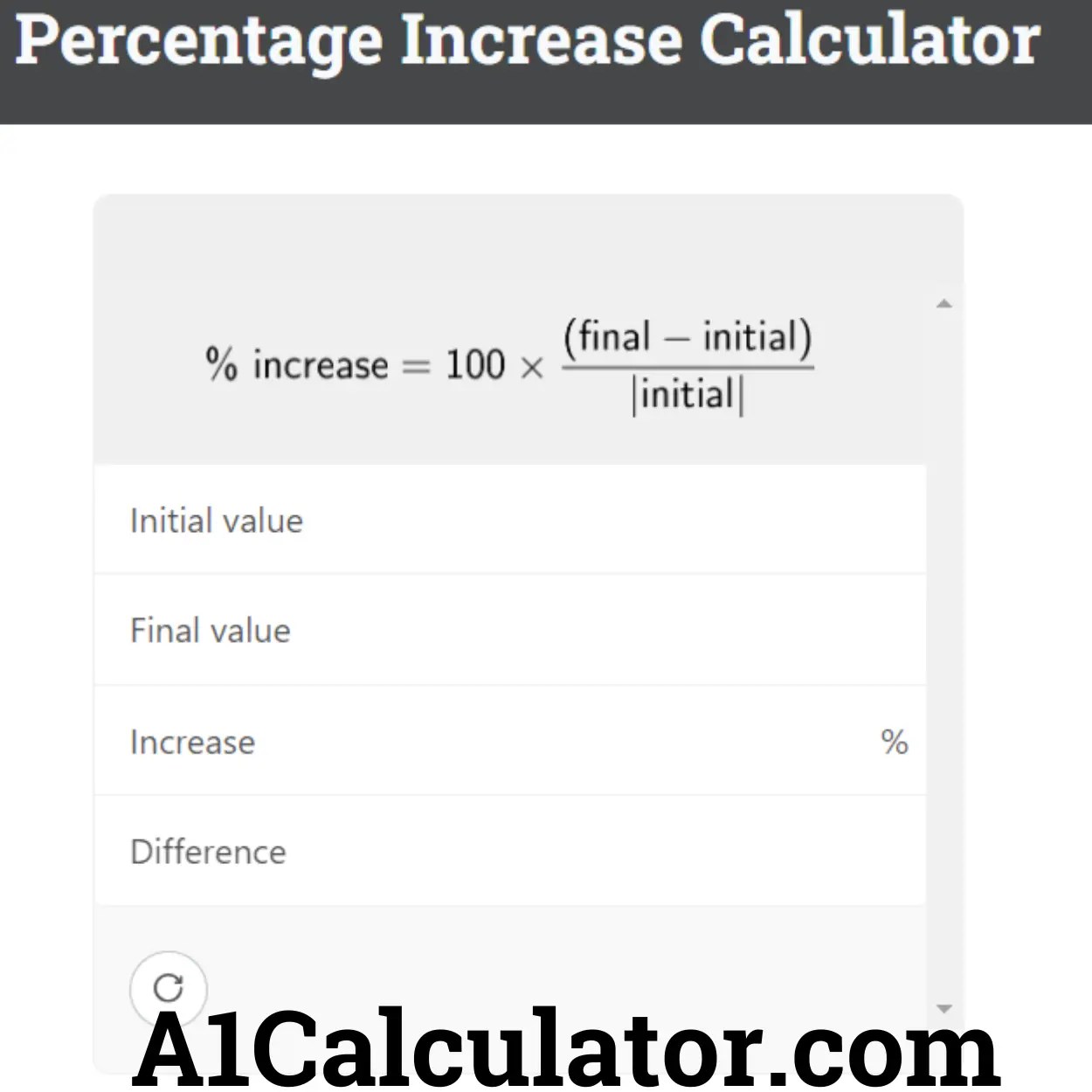 Percentage Increase Calculator Free A1Calculator