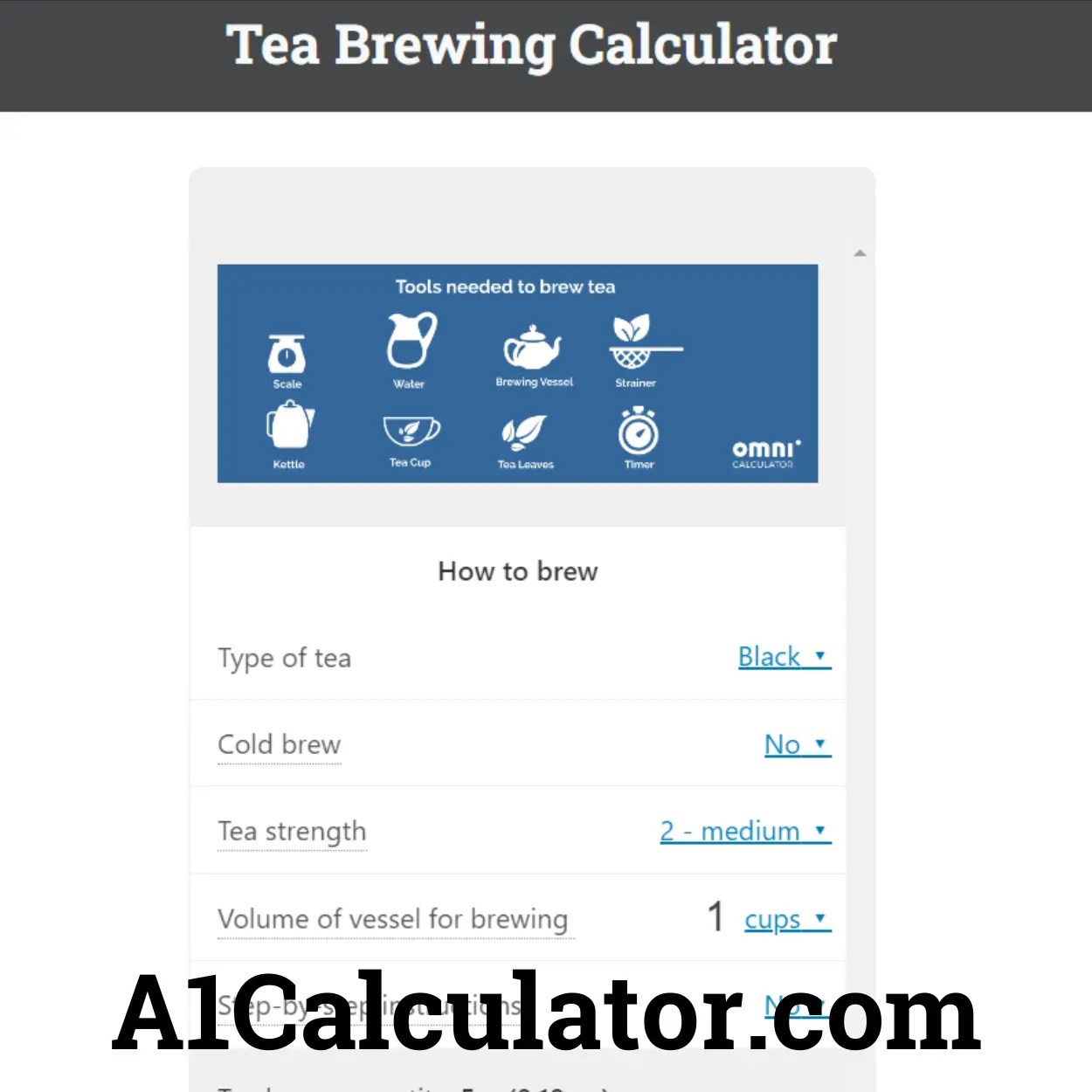 Tea Brewing Calculator Free Online A1Calculator