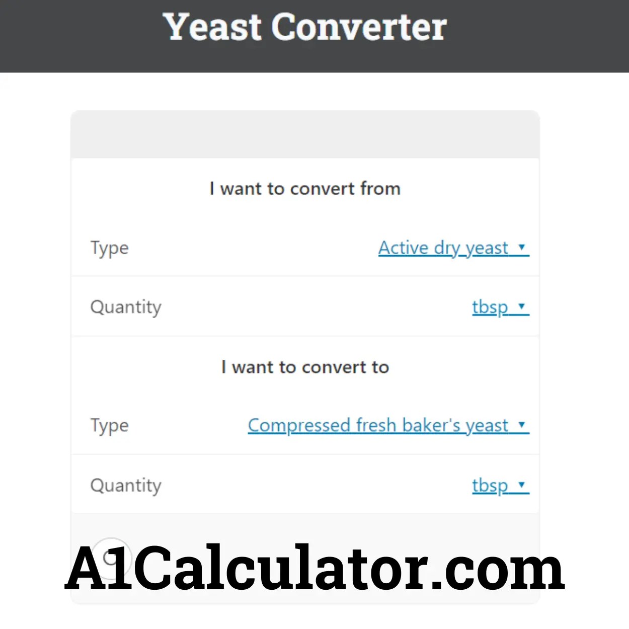 Yeast Converter 100 Free Online A1Calculator