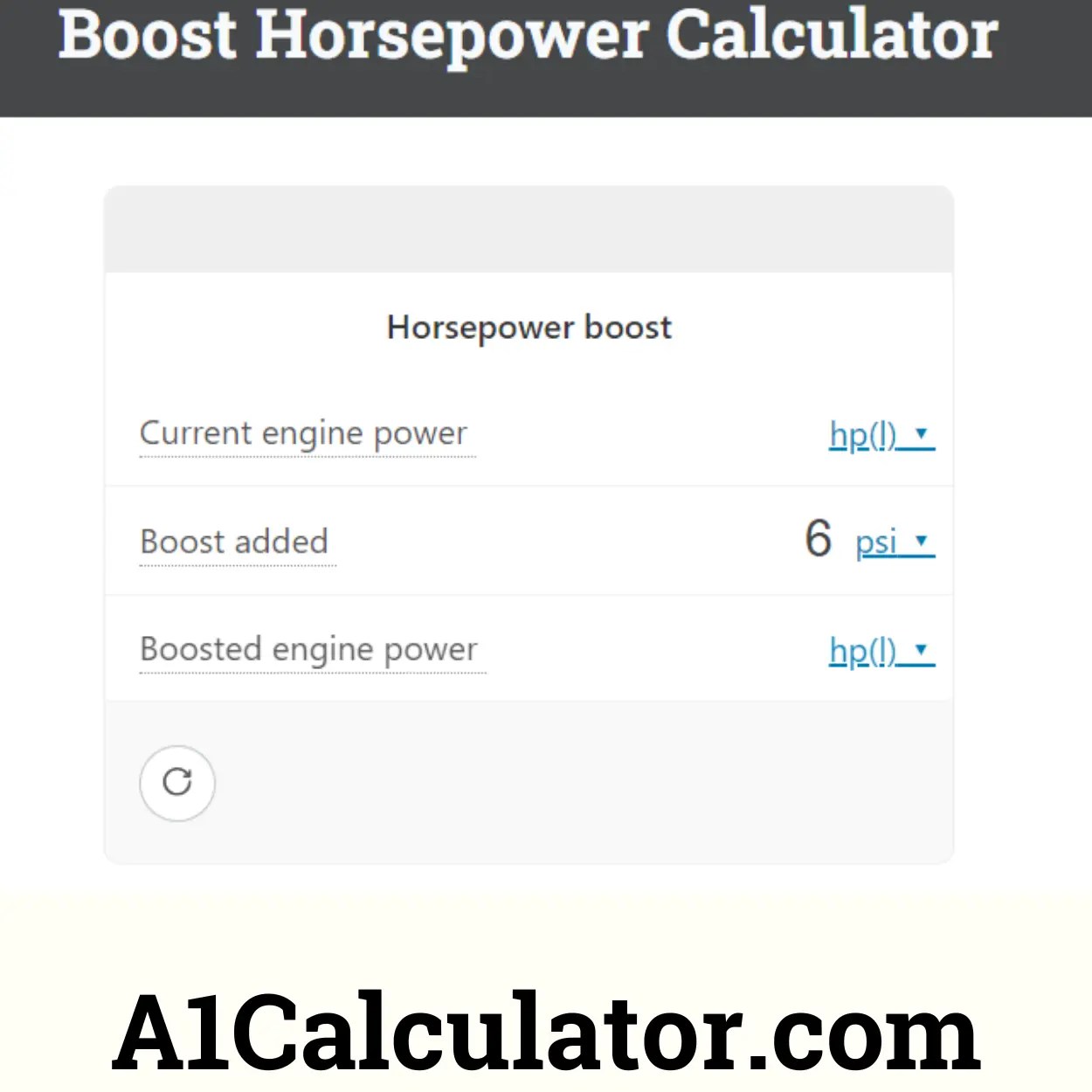 Boost Horsepower Calculator A1Calculator