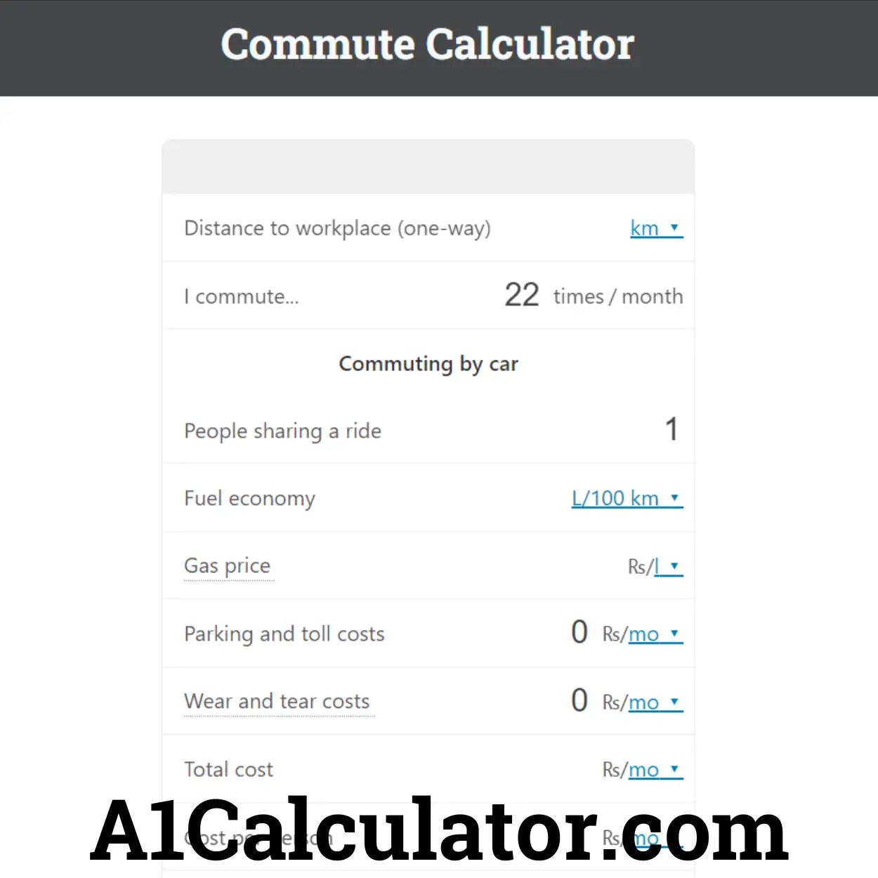 Commute Calculator A1Calculator