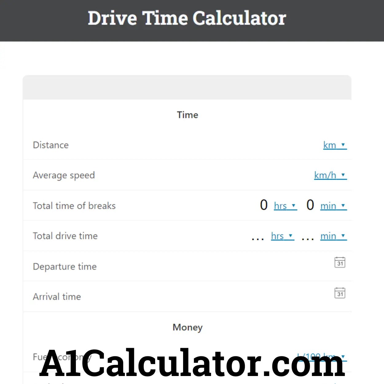 Drive Time Calculator A1Calculator