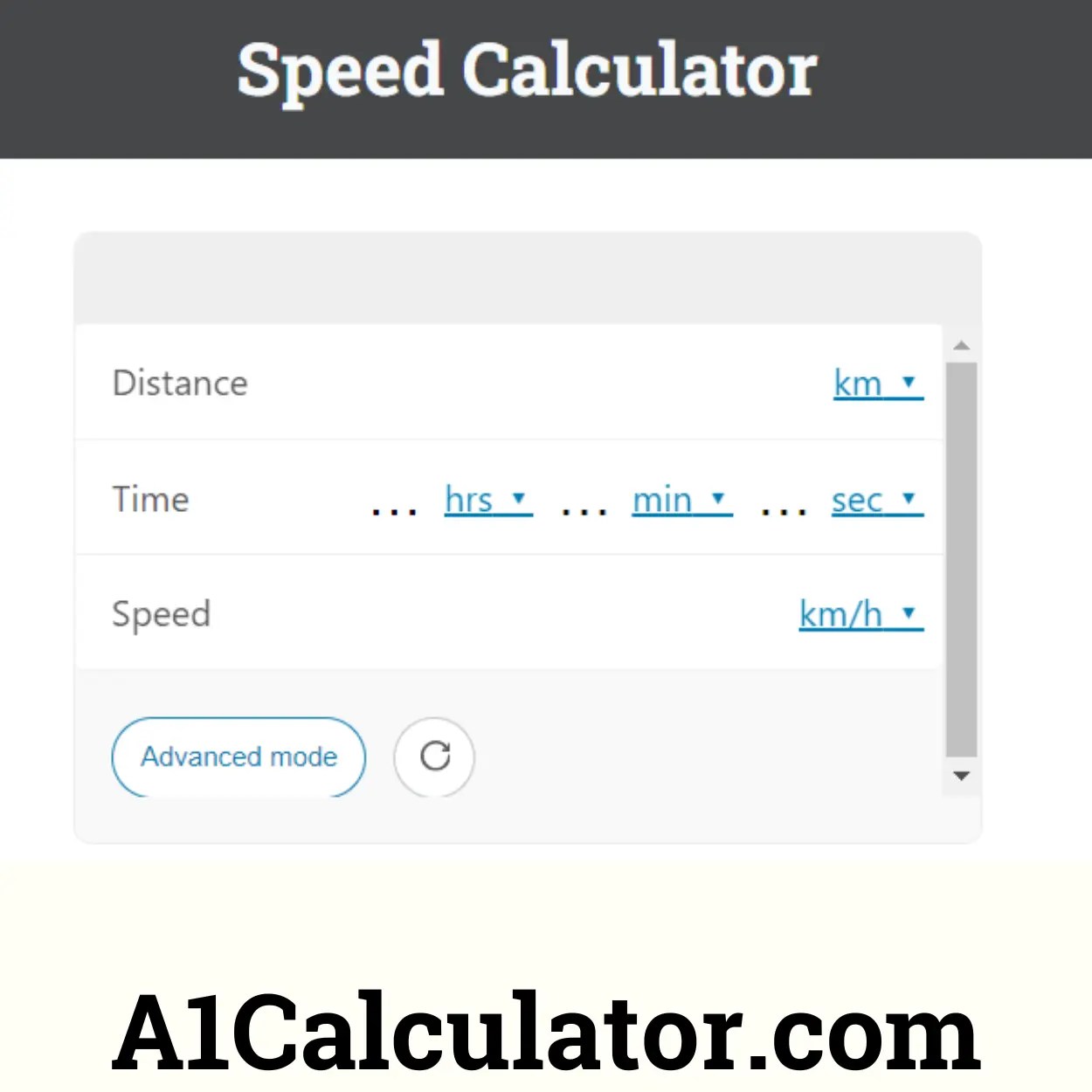 Speed Calculator A1Calculator