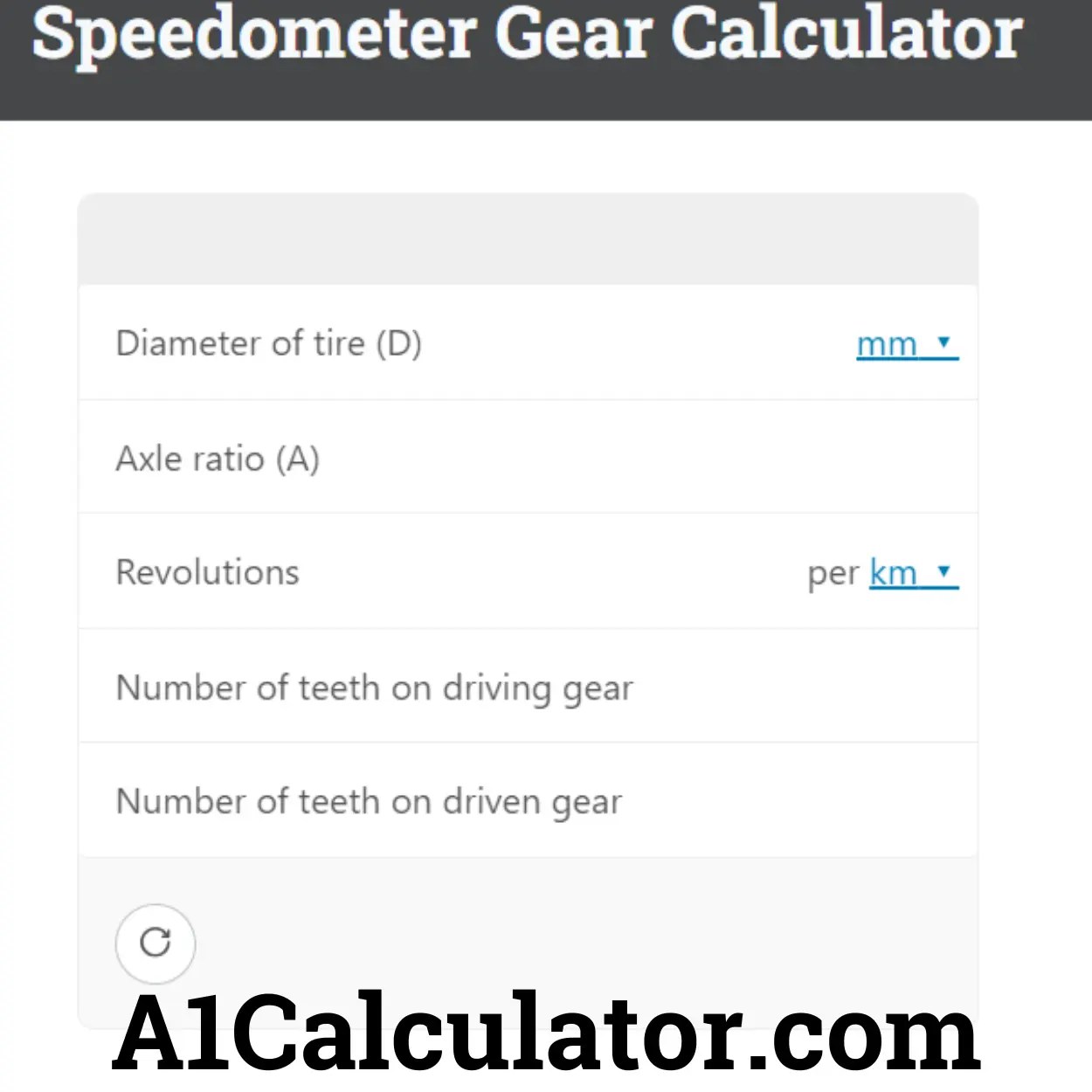 Speedometer Gear Calculator A1Calculator