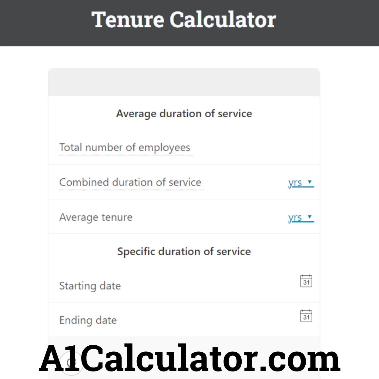 Tenure Calculator A1Calculator