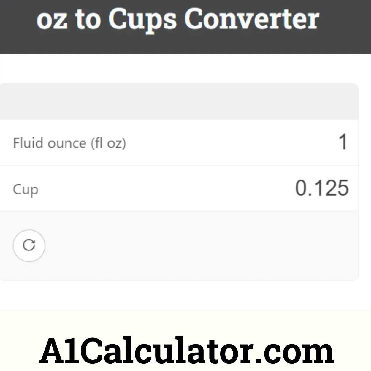Oz To Cups Converter A1Calculator