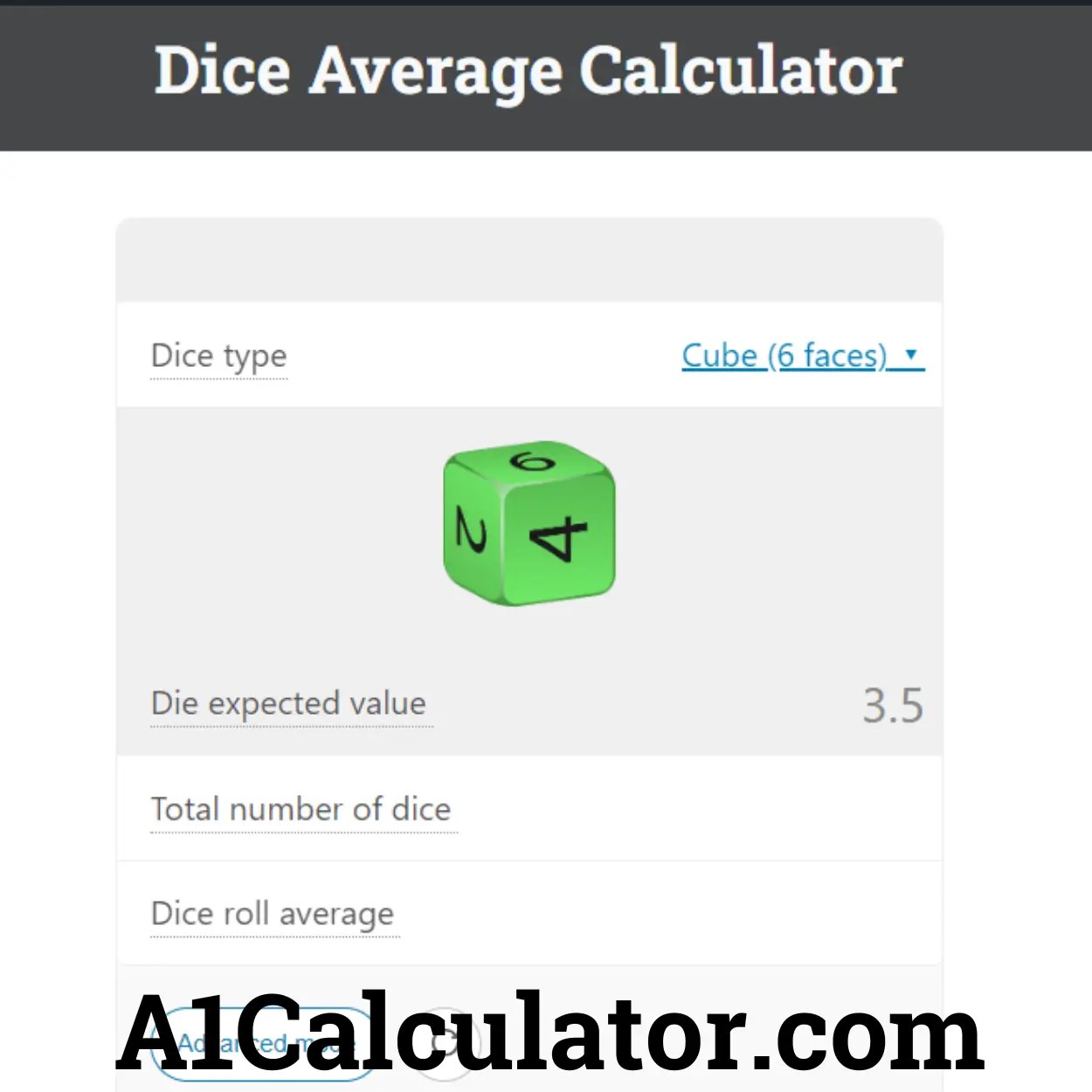 Dice Average Calculator A1Calculator