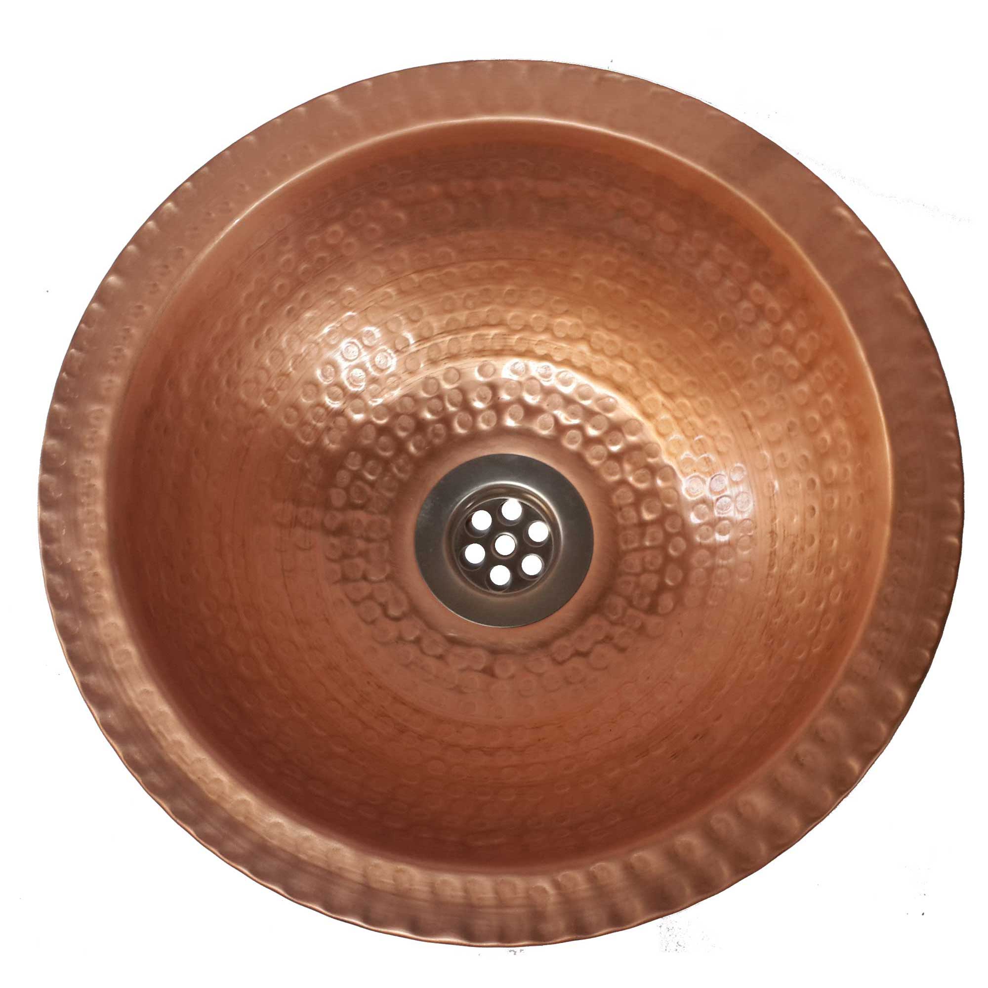 14" Copper Polished Bathroom Sink Flat Lip Basin Lavatory