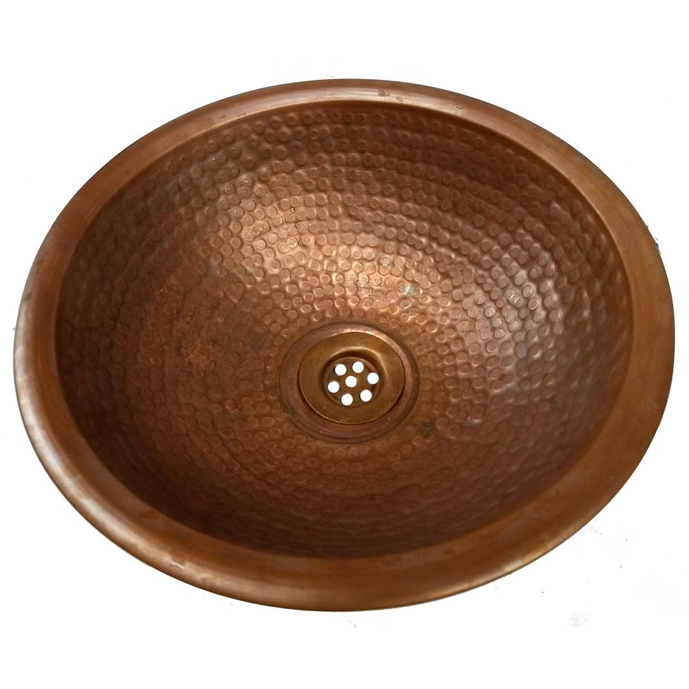 Dropin Top Mount Antique Patina Rustic Small Copper Sink Bowl