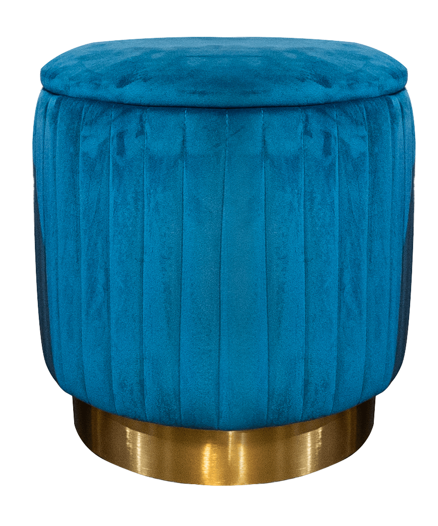 Lounge, Ottoman, Scallop Gold Base, Blue A1 Party Rental