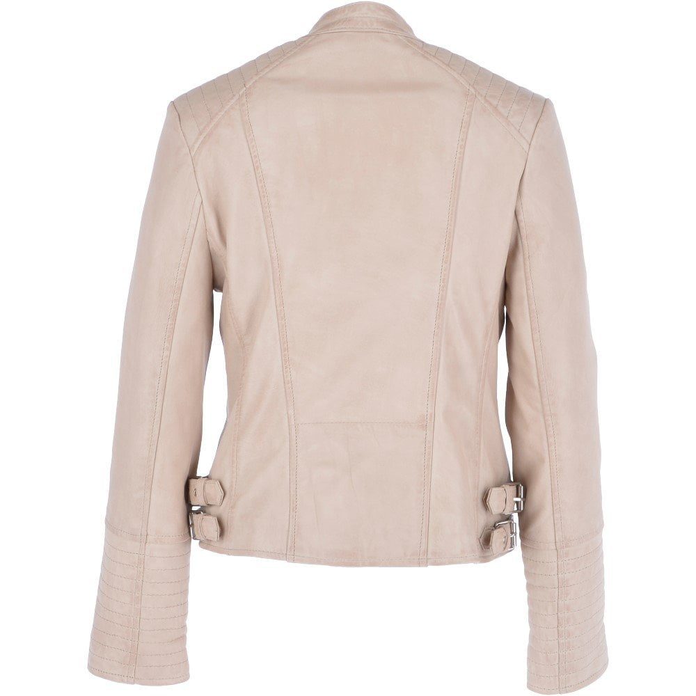 Womens Fashion Cream Leather Jacket A2 Jackets