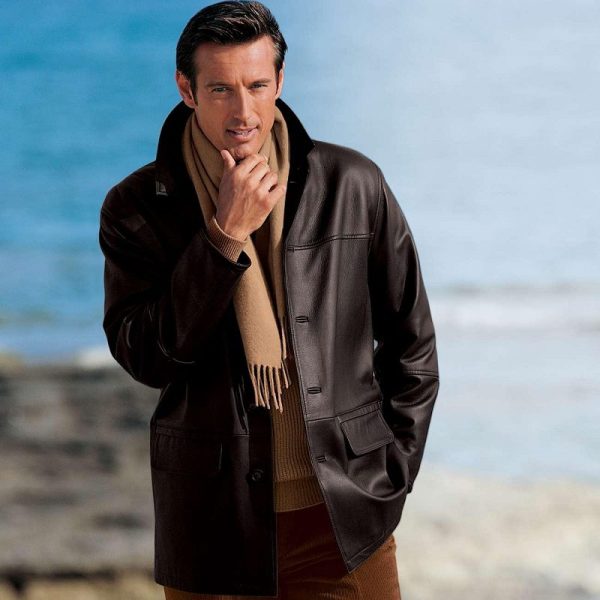 Elk Mens Fashion Brown Leather Jacket A2 Jackets