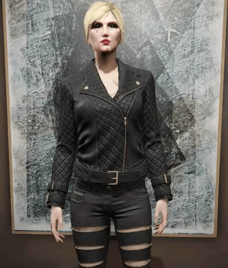 GTA 6 Female Protagonist Black Quilted Leather Jacket A2 Jackets