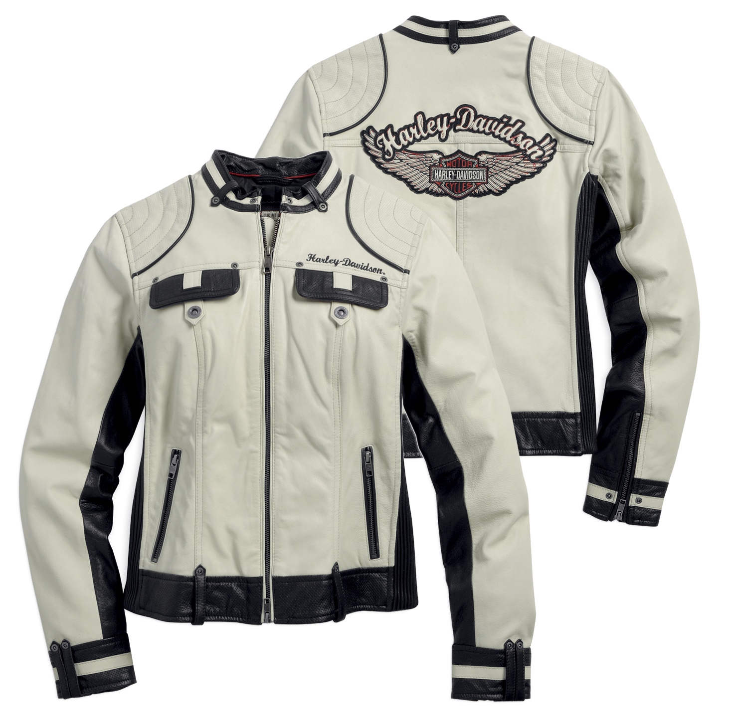 Harley Davidson Women's White Racing Leather Jacket A2 Jackets