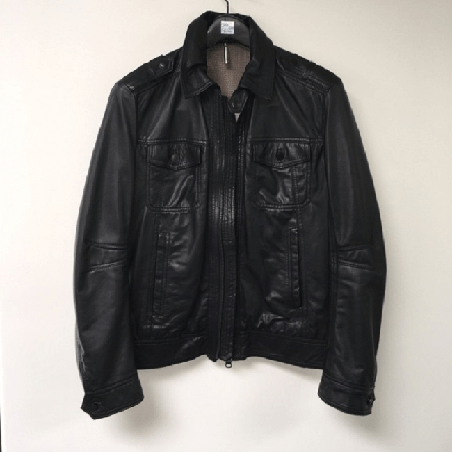 Mens J. Lindeberg Black Leather Jacket A2 Jackets