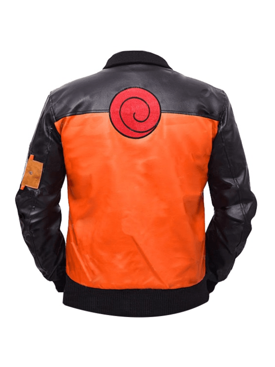 Mens Naruto Uzumaki Bomber Leather Jacket A2 Jackets