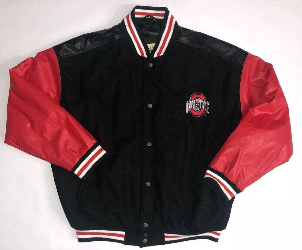 Steve & Barry's Ohio State Buckeyes Letterman Leather Jacket A2 Jackets